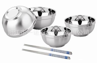 P-049B筷子碗双层砂光焊边碗,套装餐具,出日本韩国餐具8