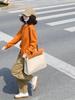 ¡Súper blanco! Cárdigan de Punto Casual Holgado Naranja Calabaza para Mujer, Suave, Color Sólido, Pequeño, para Viajeras