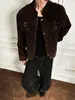 Chaqueta de diseño retro americano con empalmes de imitación ante para hombre, otoño, corte limpio, estilo granero