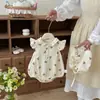 Ropa de verano para bebé estilo coreano, tela de algodón fina, lindo diseño de oso, mameluco para recién nacidos, para bebés niñas, Clase A