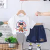 Traje de Verano para Niños Estilo Celebridad de Internet de Manga Corta 2025 Ropa Nueva de Verano Traje de Manga Corta con Estampado de Dibujos Animados para Niños Estilo de Moda