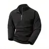 Sudadera con capucha para hombre estilo europeo, otoño/invierno, nueva, cuello alto, polar, media cremallera, manga larga, casual, moderna, versátil