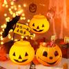 Linterna de calabaza luminosa portátil para Halloween, para jardín de infantes, para niños, tarro de dulces de Pascua, decoraciones para festivales de fantasmas, cubo de calabaza