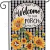 Bandera de Jardín Temu Verano Caluroso Serie Enano Abeja Girasol Bandera de Jardín de Lino de Doble Cara para Patio Exterior