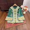 Nova Jaqueta Bordada Pesada Estilo Chinês Hortênsia Primavera 2026 Nova Moda Elegante Design de Gola Redonda Top para Mulheres