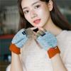 Versión coreana de otoño e invierno para mujer, cálidos y lindos guantes de lana con dedos dobles con tapa, guantes de medio dedo para mujer, una generación de cabello