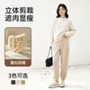 Conjunto de Pijama de Fleece para Mulheres, Outono/Inverno Quente Solto Roupa Externa Manga Longa Top e Calça, Conjunto Casual Esportivo com Capuz para Casa