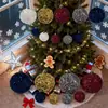 Conjunto de 6 peças de 8CM para festas de fim de ano, enfeites de árvore de Natal, bolas com lantejoulas, multicolorido, feito sob medida em estoque
