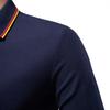 2025 Nuevo Otoño Camiseta Polo de Manga Larga para Hombre Solapa Color Puro Tops Versátiles para Hombre