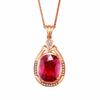 Pingente de Turmalina Vermelha pingente vermelho sangue de pombo conjunto com colar de turmalina em ouro 18K cor tesouro pedra nude feminina rubi atacado