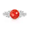 Douyin Venta Caliente Colorido Gema Fuego Artificial Flor Cortada Lenguaje Anillo Mujeres Super Brillante Diamante de Alto Carbono Bañado en Oro Real Anillo de Dedo Transmisión en Vivo Dropshipping