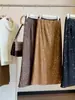 Falda Retro Chic con Lentejuelas para Mujer, Nuevo Estilo Otoño, Falda Recta Bodycon de Longitud Media con Abertura Trasera en Línea A