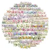 60 piezas de pegatinas florales transparentes, frescas y artísticas, perfectas para decorar diarios, libretas e incluso tazas térmicas y iPads