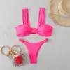Novo Estilo Aliexpress Amazon Estilo Europeu e Americano Conjunto de Duas Peças Feminino Cor Sólida Sexy Biquíni Maiô de Três Peças para Comércio Exterior Moda Praia