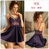 Ropa de Noche de Seda Helada de Lujo Ligero para Mujer Rosa, Cuello en V Profundo, Transparente con Encaje, Atrevida y Dulce, Set de Pijama Relajado 14229