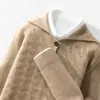 Suéter de Lã Outono e Inverno para Homens, Suéter Jacquard Elegante de Malha Grossa com Gola Lapela, Blusa Casual Solta Base de Caxemira