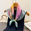 Lenço de Seda de Alta Qualidade com Estampa de Pintura a Óleo Estilo Europeu e Americano, Lenço Quadrado de Seda Sintética, Lenço Versátil para Pescoço, Lenço Quadrado Pequeno, Lenço de Cabeça, Lenço para Mulheres
