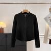 Chaqueta de terciopelo de doble cara con cuello alto para Otoño e Invierno, Ropa exterior e interior, Chaqueta cárdigan corta cortavientos cálida de ajuste ceñido para exteriores