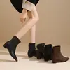 Botines elásticos con tacón grueso y efecto adelgazante, nuevos botines otoño/invierno 2026, estilo coreano de punta fina, suela blanda, simples, para el día a día, botines cortos