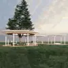 Arcada Curva de Acero Inoxidable, Estructura de Acero de Forma Especial, Pasillo Paisajístico, Pabellón Metálico de Parque Moderno, Escultura de Hierro con Forma de Árbol