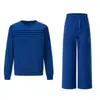 Conjunto Europeo y Americano para Mujer Otoño 2026 Top de Manga Larga con Cuello Redondo Pantalones Largos de Cintura Elástica Pierna Ancha Conjunto Casual