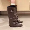 Botas Altas de Punta Fina Estilo Retro para Mujer 2026 Otoño/Invierno Nuevo Estilo Botas Calentadoras de Pierna con Hebilla Botas Altas Hasta la Rodilla Botas de Montar Botas de Moda