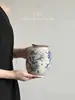 Jarrón de Cerámica Retro de Porcelana Azul y Blanca, Adorno para Sala de Estar, Tarro de Cerámica para Arreglos Florales, Decoración de Lujo Ligero, Florero de Estilo Chino Nuevo, Pequeño