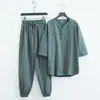 Traje de Ropa Sencilla Estilo Chino Budista Zen para Hombre Traje de Vestir de Algodón y Lino para Adorar a Buda Traje Tang Estilo Zen para Hombre para Meditación