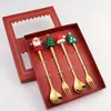 Juego de Cucharas de Navidad de Acero Inoxidable Vajilla de Navidad Cuchara de Café Tenedor de Fruta Cuchara de Muñeco de Navidad Cuchara Tenedor