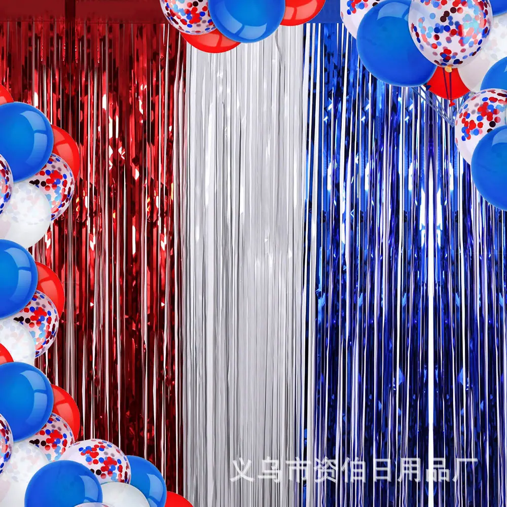 红蓝白雨丝帘