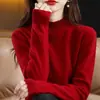 Capa base de cachemira sintética de alta gama para mujer, jersey de otoño e invierno con cuello semi-alto, suéter de punto de cachemira sintética