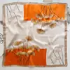 Elegante elegante bufanda con estampado de hoja de ginkgo estilo coreano primavera y otoño versátil decorativa cuadrada profesional bufanda para el cabello multifuncional