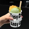 Taza de Papel Desechable para Helado de Celebridad de Internet con Tapa de Papel Tazón de Yogurt para Helado Caja de Taza de Helado Tazón de Papel Impreso con Logo