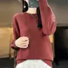 Novo suéter simples de cor sólida com gola redonda estilo coreano para outono e inverno, blusa quente de malha de manga comprida para mulheres