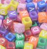 Cuentas cuadradas de alfabeto de 6*6, cuentas digitales color durazno, transfronterizas, calientes en Amazon, DIY, para llevar en la mano, joyería, tobillera con cuentas