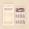 Arte de Uñas Caliente Transfronterizo Moda Clásica Armadura de Almendra Color Degradado Uñas Portátiles Uñas Postizas Removibles Productos Terminados