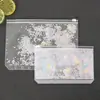 Bolsa de Armazenamento para Caderno de Folhas Soltas A6 com Lantejoulas e Cartão Shaker de PVC para Fitas Washi Recarga com Zíper Diário DIY