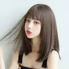 Malla para peluca de pelo medio y largo diario japonesa y coreana, flequillo de aire caliente popular en internet, peluca de pelo liso, cobertura completa de cabeza, fabricantes en stock
