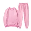 Conjunto Esportivo Masculino Algodão Outono e Inverno Manga Longa Gola Redonda Moletom Cor Lisa Casual Calça de Corrida Solta Conjunto de Duas Peças