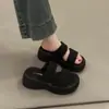 Elegantes Zapatillas sin Cordones Estilo Nuevo Verano Versátiles 2026 Nicho Lunares Retro Suela Gruesa para Mujer Doble Tira