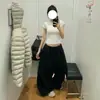 Colección Transfronteriza Otoño/Invierno 2025: Pantalones de chándal holgados de pierna ancha hasta el suelo, estilo retro casual, famosos en Internet, pantalones deportivos versátiles