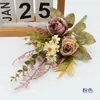 Flores Artificiais Rosa Névoa de Outono Buquê Amarrado à Mão Ímã de Geladeira Arranjo de Flores Decoração Cor de Outono Buquê de Rosas Flor de Seda Difusor de Aroma Vaso Arranjo de Flores