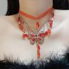 Colar Sexy Borboleta Vermelha com Franjas e Zircônia Estilo Puro Desejo chocher Moda Luxo Leve Elegante Corrente Alta para Clavícula