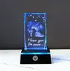 Luz de Noche Emisora de Luz Base Cambiante de Color Sensible al Tacto Transfronteriza Adorno Creativo de Cubo de Cristal Lámpara de Ambiente Regalo de Cumpleaños