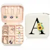 Caja de joyería portátil exquisita de alta gama en color de stock logo impreso caja de joyería aretes anillo caja de almacenamiento de joyería