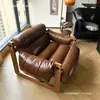Sofá perezoso para una persona, retro italiano diseñador de ocio lujo ligero madera maciza Jersey silla sofá reclinable