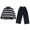 Conjunto de Sudadera de Primavera para Niñas 2026 Nuevo Casual Estilo Coreano Sudadera con Capucha Rayada y Pantalones Casuales para Niños Mayores