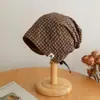 Chapéu de Bandeira Xadrez Retro para Primavera e Verão Dobrável Estilo de Rua Americano Gorro Solto Afina o Rosto Chapéu Slouchy