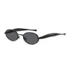 Gafas de Sol Metálicas con Montura Ovalada Retro Europea Sensación de Alta Gama Unisex Desfile de Moda Templo Sardina Gafas de Sol Transfronterizas