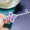 Colgante de Zafiro Rosa Natural Plata 925 Incrustada Color de Moda Gema Regalo Exquisito Lujo y Generoso